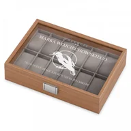 Pudełka i szkatułki - Murrano Drewniana Szkatułka Kuferek na Zegarki GRAWER Biały Kruk SZKT-DR12-001 - miniaturka - grafika 1