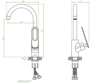 Laveo " Bateria zlewozmywakowa z wylewką ""U"" TIERRA BAJ_868D miedziana" - Baterie kuchenne - miniaturka - grafika 3