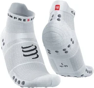 Skarpetki sportowe męskie - Compressport Skarpetki do biegania krótkie ProRacing Socks V4 biało-szare - miniaturka - grafika 1