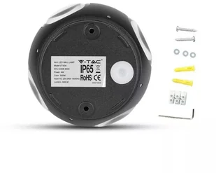 v-tac Kinkiet Ścienny V-TAC 4W LED Czarny Okrągły IP65 VT-834 3000K 440lm - Lampy ścienne - miniaturka - grafika 10
