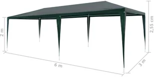 vidaXL Namiot imprezowy, 3 x 6 m, PE, zielony - Pawilony ogrodowe - miniaturka - grafika 14