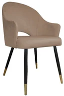 Krzesła - Atos Krzesło JENISEJ VELVET GOLD beżowe na czarno złotych nogach do salonu VELVETGOLD-MG06 - miniaturka - grafika 1