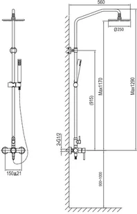 Blue Water Zestaw prysznicowy natynkowy DEN-ZKPN.400 kolor ZŁOTY BW-5901730616064) - Zestawy prysznicowe - miniaturka - grafika 3