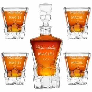 Murrano Karafka Ice Blink i 4 szklanki z grawerem dla konesera whisky KARIB_4xSZIB-036 - Karafki - miniaturka - grafika 12