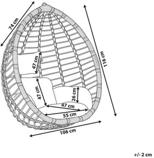 Beliani Fotel wiszący rattanowy czarny TOLLO - Fotele ogrodowe wiszące - miniaturka - grafika 5