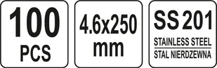 Yato OPASKI ZACISKOWE ZE STALI NIERDZEWNEJ 4.6X250MM 100SZT - Narzędzia warsztatowe - miniaturka - grafika 5