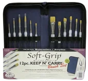 Pędzle i wałki - Royal Langnickel Royal i Lang Niklowo-kcsg kupisz  Keep N 'Carry, Soft Grip, artysta zestaw pędzli w piórnik z zamkiem błyskawicznym RSET-KCSG - miniaturka - grafika 1