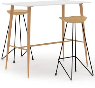 vidaXL 3-częściowy zestaw mebli barowych, biały - Stoły z krzesłami - miniaturka - grafika 2