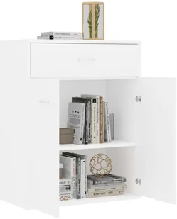 vidaXL Szafka, biała, 60 x 30 x 75 cm, płyta wiórowa - Komody - miniaturka - grafika 5