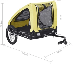 VidaXL Lumarko Przyczepka rowerowa dla zwierzaka, żółto-czarna 92596 VidaXL - Sprzęt podróżny i transportery dla psów - miniaturka - grafika 9