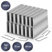 Akcesoria do elektronarzędzi - TROTEC Zestaw zszywek do zszywacza rodzaj 55, długość 15-20 mm (3000 sztuk) - miniaturka - grafika 1