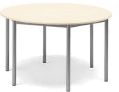 Stoły i stoliki do biura - AJ Produkty Stół Bors, 1200x720 mm, rama srebrna, dźwiękochłonny HPL, brzoza - miniaturka - grafika 1