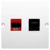 Gniazdka elektryczne - Kontakt Simon Kontakt_Simon Gniazdo komputerowe RJ45 kat.5e + telefoniczne RJ12 (moduł). Montaż gniazda na wkręty do puszki biały BM5T.02/11 - miniaturka - grafika 1