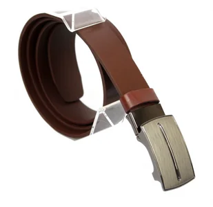 Complex (PL) Pasek Skórzany Do Garnituru (PL) 35 mm AUTOMAT SAMOZACISK ŁAMANY KLAMRA "SREBRNA 64" Skóra Naturalna Licowa BRĄZOWY - Paski - miniaturka - grafika 3