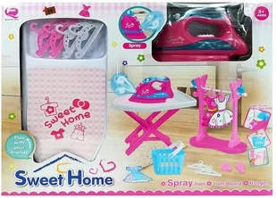 Różowe Żelazko Zestaw do Prasowania Deska Wieszaki 4847 - Zabawki AGD - miniaturka - grafika 10