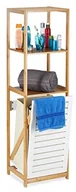 Półki łazienkowe - Relaxdays Regał łazienkowy  kosz na pranie, regał łazienkowy bambus, regał stojący z wąskim, 3 kieszenie, wys. x szer. x gł.: 130 x 37 x 33 cm, naturalny 10022210 - miniaturka - grafika 1