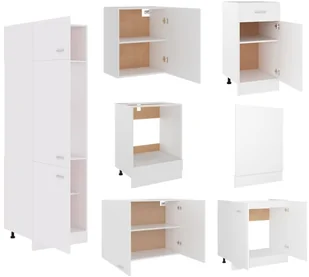 vidaXL Lumarko 7-cz. zestaw szafek kuchennych, biały, płyta wiórowa 3067631 - Szafki kuchenne - miniaturka - grafika 5