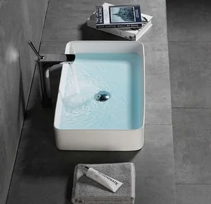 Rea łazienka z wyobraźnią Umywalka ceramiczna nablatowa Denis biała 61,5x35 U4800 U4800 - Umywalki - miniaturka - grafika 4