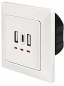 Ładowarki do telefonów - LogiLink (LOGLK) PA0254 - podtynkowa puszka z 2 x USB-A i 1 x USB-C do jednoczesnego ładowania do 3 urządzeń PA0254 - miniaturka - grafika 1