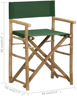 vidaXL Składane krzesła reżyserskie, 2 szt., zielone, bambus i tkanina! 313032 - Fotele i krzesła ogrodowe - miniaturka - grafika 9