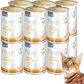 Mokra karma dla kotów - Dolina Noteci PIPER) PIPER PREMIUM dla Kota KURCZAK Zestaw 12x 400g ZEST-PIP-400-K-CH-12 - miniaturka - grafika 1