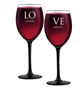 Murrano Kieliszki szklane x2 z czarną nóżką onyx z grawerunkiem dla pary 2xSKI-ONYX-012 - Gadżety dla niej i dla niego - miniaturka - grafika 6