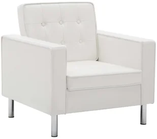 vidaXL Fotel tapicerowany sztuczną skórą, 75 x 70 x 75 cm, biały - Fotele - miniaturka - grafika 2