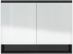 vidaXL vidaXL Szafka łazienkowa z lustrem 80x15x60 cm MDF czerń z połyskiem 8720286391570 - Szafki łazienkowe - miniaturka - grafika 7