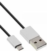 Kable USB - InLine kabel micro USB 2.0 USB A wtyczka wtyczka Micro-B czarna/aluminium elastyczny 1 m, 31710i 31710I - miniaturka - grafika 1