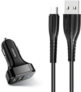 Usams Ład. sam. 2xUSB C13 2,1A microUSB czarny/black NTU35MC13TZ - Ładowarki samochodowe - miniaturka - grafika 2
