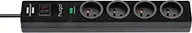Przedłużacze i rozgałęźniki - Brennenstuhl Listwa zasilająca firmy z ochroną przed przepięciem, 4 gniazd, czarny 1150611604 - miniaturka - grafika 1