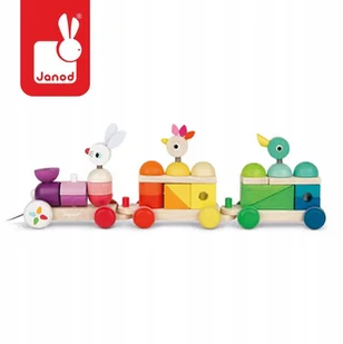 Janod Pociąg z klockami i zwierzątkami do ciągnięcia J08202 - Pociągi dla dzieci - miniaturka - grafika 20