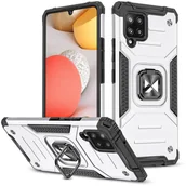 Etui i futerały do telefonów - Wozinsky Ring Armor pancerne hybrydowe etui pokrowiec + magnetyczny uchwyt Samsung Galaxy A42 5G srebrny - miniaturka - grafika 1