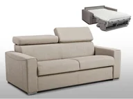 Sofy i kanapy - Vente-Unique 3-osobowa kanapa z ekspresowym mechanizmem rozkładania z tkaniny VIZIR - Kolor: beżowy - Miejsce do spania: 140 cm - Materac 14 cm - miniaturka - grafika 1