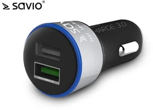 SAVIO SA-06/B Ładowarka samochodowa ze wsparciem Quick Charge 3.0 2xUSB czarny - Ładowarki samochodowe - miniaturka - grafika 2
