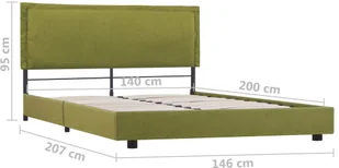 vidaXL Rama łóżka, zielona, tapicerowana tkaniną, 140 x 200 cm - Łóżka - miniaturka - grafika 13