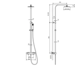 Actima Kolumna natryskowa Rain Square Termo z baterią termostatyczną ARAC.SY.108CR - Zestawy prysznicowe - miniaturka - grafika 3