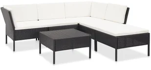 vidaXL 6-cz. zestaw mebli do ogrodu, z poduszkami, polirattan, czarny - Meble ogrodowe - miniaturka - grafika 2