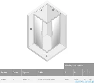 New Trendy New Praktic 80x90 K-0490 - Kabiny prysznicowe - miniaturka - grafika 2