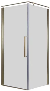 Sea Horse Kabina kwadratowa bezprofilowa FRESH LINE 1-skrzydłowa 80x80x195 złoty połysk szkło transparentne z relingiem uniwersalna - Kabiny prysznicowe - miniaturka - grafika 2