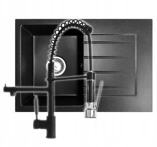Kuchinox Zlewozmywak Granitowy Cały Czarny Szary + Syfon - Zlewozmywaki - miniaturka - grafika 5