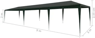 vidaXL Namiot imprezowy, 3 x 9 m, PE, zielony 45094 - Pawilony ogrodowe - miniaturka - grafika 7