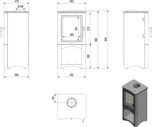 Ekoprojekt 300 Piec wolnostojący koza 7kW K5 z wnęką na drewno i wylotem spalin fi 150 spełnia anty-smogowy 30052705 - Piece wolnostojące Ekoprojekt 300 Piec wolnostojący koza 7kW K5 z wnęką na drewno i wylotem spalin fi 150 spełnia anty-smogowy 30052705 - Piece wolnostojące - miniaturka - grafika 2