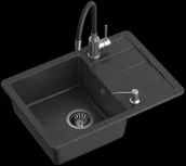 Zlewozmywaki - STEINER Zlewozmywak READY SMART + Bateria MAGGIE + Dozownik czarny/stalowy - miniaturka - grafika 1