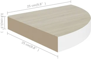 VidaXL Lumarko Narożne półki ścienne, 2 szt., dąb i biel, 25x25x3,8 cm, MDF 326631 VidaXL - Półki do salonu - miniaturka - grafika 9