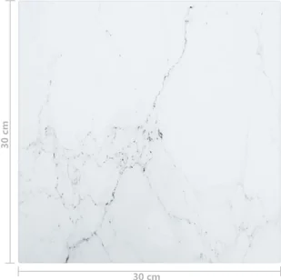 shumee Blat stołu biały 30x30 cm 6 mm szkło ze wzorem marmuru - Blaty meblowe i parapety okienne - miniaturka - grafika 6