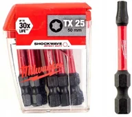 Bity - MILWAUKEE Milwaukee Bit Udarowy Końcówka Shockwave TX25 50mm - miniaturka - grafika 1