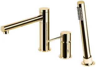 Corsan Bateria wannowa 3 otworowa CMB7542GL Lugo złota z wylewką i słuchawką prysznicową CMB7542GL - Baterie wannowe i prysznicowe - miniaturka - grafika 4