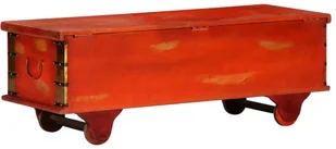 vidaXL Skrzynia czerwona, 110 x 40 x 40 cm, lite drewno akacjowe - Inne meble do salonu - miniaturka - grafika 5