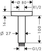 Wylewki do baterii - Hansgrohe Crometta S Przyłącze sufitowe DN15 10 cm polerowany złoty optyczny 27393990 - miniaturka - grafika 1